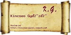 Kincses Győző névjegykártya